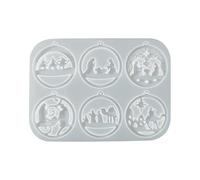 6 cavità Tema di Natale Stampo Gioielli in Silicone Disegni Circolari Stampi Pendenti per Orecchini Portachiavi Accessori Food Grade Silicone Gioielli che Fanno Forniture