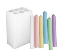 6-Cavity Silicone Candle Mold - DIY Craft Conical Long Rod And Cylindrical Shapes | Professional Grade Candle Making Supplies | Heat Resistant And Non-Stick