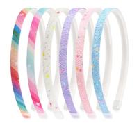 6 cerchietti colorati per ragazze, accessori per capelli per ragazze, regali di compleanno, in plastica, glitter, coriandoli arcobaleno