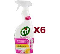6 CIF SPRAY ATTIVO MULTIUSO CANDEGGINA 100% IGIENIZZANTE SBIANCANTE LIMONE 650ML