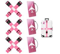 6 cinghia valigia + 3 targhetta valigia, regolabili cinghie per valigie