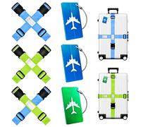 6 cinghia valigia + 3 targhetta valigia, regolabili cinghie per valigie