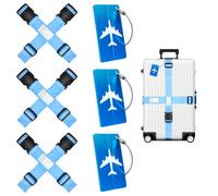 6 cinghia valigia + 3 targhetta valigia, regolabili cinghie per valigie