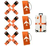 6 cinghia valigia + 3 targhetta valigia, regolabili cinghie per valigie