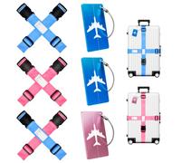 6 cinghia valigia + 3 targhetta valigia, regolabili cinghie per valigie