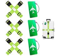 6 cinghia valigia + 3 targhetta valigia, regolabili cinghie per valigie