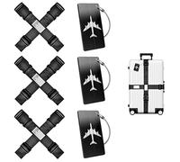 6 cinghia valigia + 3 targhetta valigia, regolabili cinghie per valigie