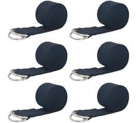 6 cinghie da yoga in nylon nero, 182,9 x 3,8 cm, robuste cinghie con anello a D per stretching, pilates, riabilitazione fisica, allenamento di flessibilità e fitness