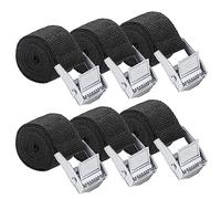 6 cinghie di tensione corte 0,5 m x 25 mm, cinghie di tensione nere con serraggio, cinghie di fissaggio regolabili con cricchetto, cinghie di fissaggio per portabici, moto, auto, portabagagli, portata