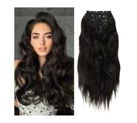 6 ciocche di capelli sintetici a clip, da 22 pollici di lunghezza, ondulate, resistenti al calore, per donne