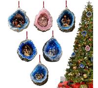6 ciondoli a forma di albero di Natale, ornamenti per presepe, in acrilico 2D, decorazione religiosa da appendere come ricordo cristiano, decorazione per la casa