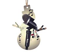 6 ciondoli in legno a forma di angelo con note musicali, microfono, 6 pezzi, per albero di Natale invernale, decorazione per esterni