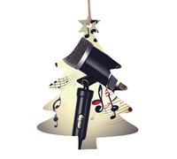 6 ciondoli in legno a forma di angelo con note musicali, microfono, 6 pezzi, per albero di Natale invernale, decorazione per esterni