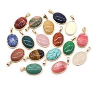 6 ciondoli in pietra naturale ovale, quarzo rosa, opale agata lucidata, cristalli di pietra preziosa per la creazione di gioielli, collane, orecchini, pietra, pietra dorata, Pietra, Avventurina