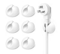 6 clip per cavi grandi, organizer per cavi USB, per la gestione dei cavi, bianco, resistente, per scrivania, casa, ufficio, cavi USB spessi, 25 x 25 cm