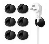 6 clip per cavi grandi, organizer per cavi USB, per la gestione dei cavi, nero resistente, organizer per cavi per scrivania, casa, ufficio, cavi USB spessi, 25 x 25 cm