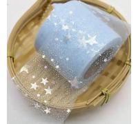 6 cm 5 yard illusorio colore stella tessuto a rete glitter tulle rotolo paillettes nastro fiocco morbido tulle twill artigianato fai da te matrimonio compleanno decorazione-azzurro-6 cm 5 yard