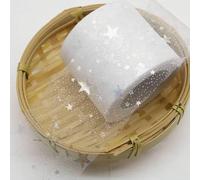 6 cm 5 yard illusorio colore stella tessuto a rete glitter tulle rotolo paillettes nastro fiocco morbido tulle twill artigianato fai da te matrimonio compleanno decorazione-BIANCO-6 cm 5 yard