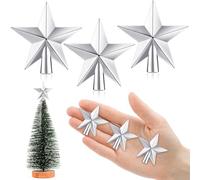6 cm Stella per Albero di Natale, Mini Christmas Tree Topper, Puntale Albero di Natale Piccolo, Mini Stelle per la Decorazione del Piccolo Albero di Natalizie (6cm-Lucido: Argento)