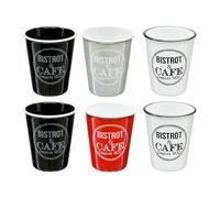 6 COFFEE MUG BISTROT 7 X 5 CM 11 CL RED BLACK GRAY WHITE DISH COOKING