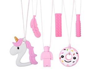 6 collane da masticare Sensory, collana da masticare in silicone rosa, per bambini autistici, dentizione, paura, mordere bisogni, ADHD, motore orale Chewy, con fibbia regolabile per bambini e bambine