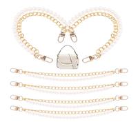 6 collane per borse con perle, oro/argento, con perle, in metallo e ABS, per borse a tracolla, accessorio di ricambio per donna, 31,9 cm (oro)