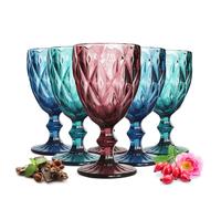 6 Colorato Bicchieri da Vino 300ml Con Rilievo Vini Rossi Occhiali Bianco