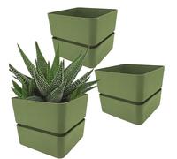 [6 COLORI] 3 VASI IN PLASTICA QUADRATO FIORIERA 11x12 cm Design Resistenti