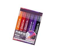 6 Colori Acrilici Marcatori Per Disegnare Su Pietra Di Carta Tela Vetro Di Legno Pittura Acrilica Penna Con Punta Pennello Morbido Pennelli Marcatori