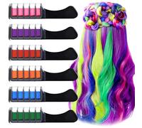 6 Colori Capelli Gesso con Coperchio, EBANKU Gessetti per Capelli Temporanei,Gessetti per Capelli Lavabili per Bambini, Adulti e Cosplay fai da te,Funziona su Tutti i Colori di Capelli (Nero)