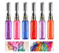 6 colori istantanei tintura per capelli temporanea mascara per capelli per ragazze e donne, lavabile colore per capelli gesso arcobaleno mascara per compleanno cosplay fai da te
