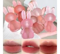6 colori set rossetto liquido opaco, carino coniglio Lip Glaze 2 in 1 portachiavi Lip Gloss Lip Stain non Stick Cup lunga durata Lip Clay carino trucco labbra per le ragazze