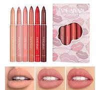 6 colori Velvet Nude Lips Trucco Matite rossetto opaco impermeabile Sexy Smooth Crayon Lipliner Charming Lip Stick Tinta Rossetti portatili a prova di sbavature Trucco # A