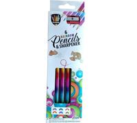 6 Colouring Pencils, 6 x Assorted Rainbow Colours, Rainbow Pencils, with Shar