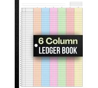6 Column Ledger Book: Colorful Pages for Bookkeeping and Accounting | Columnar Pad Notebook and Six Columns Analysis Account Book for Small Business ... | 8.5 x 11 Inches, 80 Pages, Black Cover