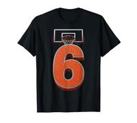 6° Compleanno Giocatore di Basket Numero 6 Cerchio Sport Party Maglietta