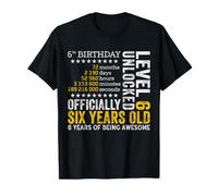 6 ° Compleanno Level Up Gamer Style - 6 Anni Vintage Maglietta