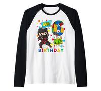 6° Compleanno Ragazzo Ninja Blocks Master Builder Kids Maglia con Maniche Raglan