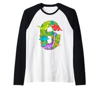 6° Compleanno Sei Anni Dinosauro Tema Festa estetica Maglia con Maniche Raglan