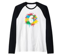 6° Compleanno Spruzzi di vernice colorata 6 Sei year regalo Maglia con Maniche Raglan