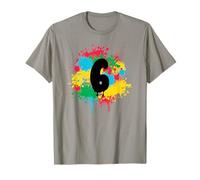 6° Compleanno Spruzzi di vernice colorata 6 Sei year regalo Maglietta