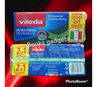 6 Conf. (18 Spugnette) Vileda Spugna Abrasiva Ultra Fresh Salva Unghie x Piatti