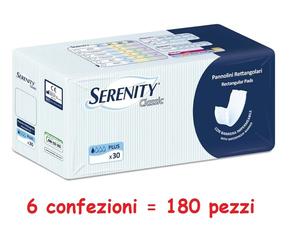 6 CONFEZIONI 30 PANNOLONI RETTANGOLARI CON BARRIERA PER INCONTINENZA SERENITY