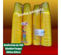 6 Confezioni (600 Pezzi) Bicchieri Acqua Color in Plastica 200cc GIALLI x Feste