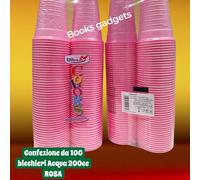 6 Confezioni (600 Pezzi) Bicchieri Acqua Color in Plastica 200cc ROSA x Feste