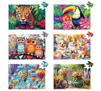 6 confezioni da 36 puzzle grandi per anziani, puzzle di demenza per anziani, puzzle per adulti e anziani con demenza di Alzheimer, con 6 sacchetti (animali)