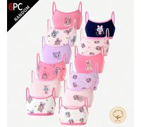 6 Confezioni di canotte e top a spaghettistringa per ragazze, con stampe di coniglietti e orsetti, nei colori rosa, viola, blu navy e bianco, senza maniche, ideali come intimo, loungewear e per l'esta