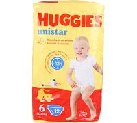 6 CONFEZIONI di huggies unistar 6 extralarge pz.12 (15-30 kg)