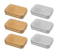6 contenitori in metallo antiruggine, piccoli contenitori di latta con 6 cuscinetti in spugna, scatola in metallo per caramelle, gioielli, fai da te, nail art (9,4 x 6,5 x 3,5 cm)