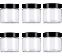 6 Contenitori in Plastica Trasparente Da 250 Ml Con Coperchio Nero, Vuoti, per C